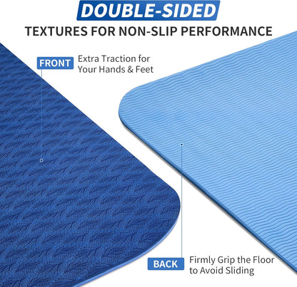 Yoga Mat for Women Men Kids, 1/3 & 1/4 & 2/5 Inch Extra Thick Yoga Mat Non Slip, 72" x 24" TPE Yoga Mats, Workout Mat with Carrying Strap for Yoga, Pilates and Floor Exercises