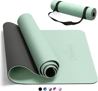 Yoga Mat for Women Men Kids, 1/3 & 1/4 & 2/5 Inch Extra Thick Yoga Mat Non Slip, 72" x 24" TPE Yoga Mats, Workout Mat with Carrying Strap for Yoga, Pilates and Floor Exercises