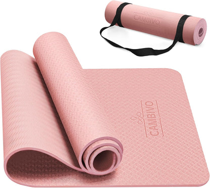 Yoga Mat for Women Men Kids, 1/3 & 1/4 & 2/5 Inch Extra Thick Yoga Mat Non Slip, 72" x 24" TPE Yoga Mats, Workout Mat with Carrying Strap for Yoga, Pilates and Floor Exercises