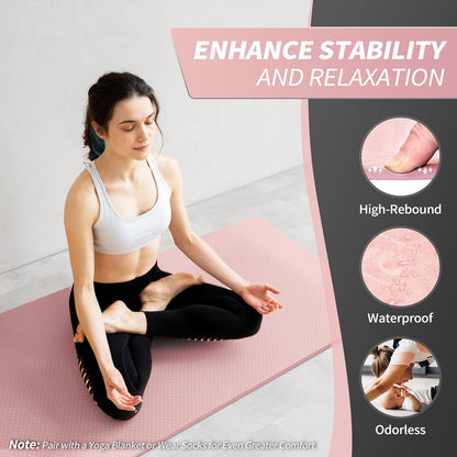 Yoga Mat for Women Men Kids, 1/3 & 1/4 & 2/5 Inch Extra Thick Yoga Mat Non Slip, 72" x 24" TPE Yoga Mats, Workout Mat with Carrying Strap for Yoga, Pilates and Floor Exercises