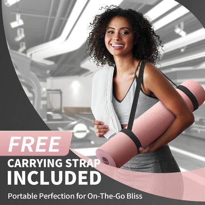 Yoga Mat for Women Men Kids, 1/3 & 1/4 & 2/5 Inch Extra Thick Yoga Mat Non Slip, 72" x 24" TPE Yoga Mats, Workout Mat with Carrying Strap for Yoga, Pilates and Floor Exercises