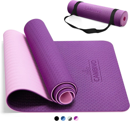 Yoga Mat for Women Men Kids, 1/3 & 1/4 & 2/5 Inch Extra Thick Yoga Mat Non Slip, 72" x 24" TPE Yoga Mats, Workout Mat with Carrying Strap for Yoga, Pilates and Floor Exercises
