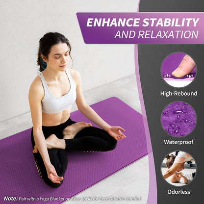 Yoga Mat for Women Men Kids, 1/3 & 1/4 & 2/5 Inch Extra Thick Yoga Mat Non Slip, 72" x 24" TPE Yoga Mats, Workout Mat with Carrying Strap for Yoga, Pilates and Floor Exercises