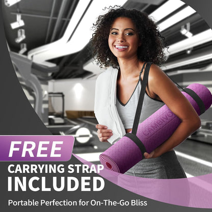 Yoga Mat for Women Men Kids, 1/3 & 1/4 & 2/5 Inch Extra Thick Yoga Mat Non Slip, 72" x 24" TPE Yoga Mats, Workout Mat with Carrying Strap for Yoga, Pilates and Floor Exercises