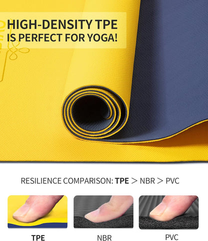 Yoga Mat for Women Men Kids, 1/3 & 1/4 & 2/5 Inch Extra Thick Yoga Mat Non Slip, 72" x 24" TPE Yoga Mats, Workout Mat with Carrying Strap for Yoga, Pilates and Floor Exercises