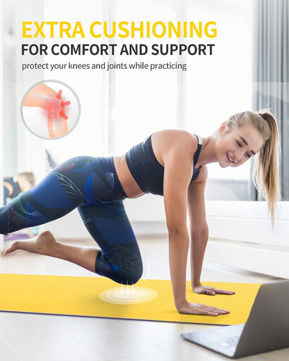 Yoga Mat for Women Men Kids, 1/3 & 1/4 & 2/5 Inch Extra Thick Yoga Mat Non Slip, 72" x 24" TPE Yoga Mats, Workout Mat with Carrying Strap for Yoga, Pilates and Floor Exercises