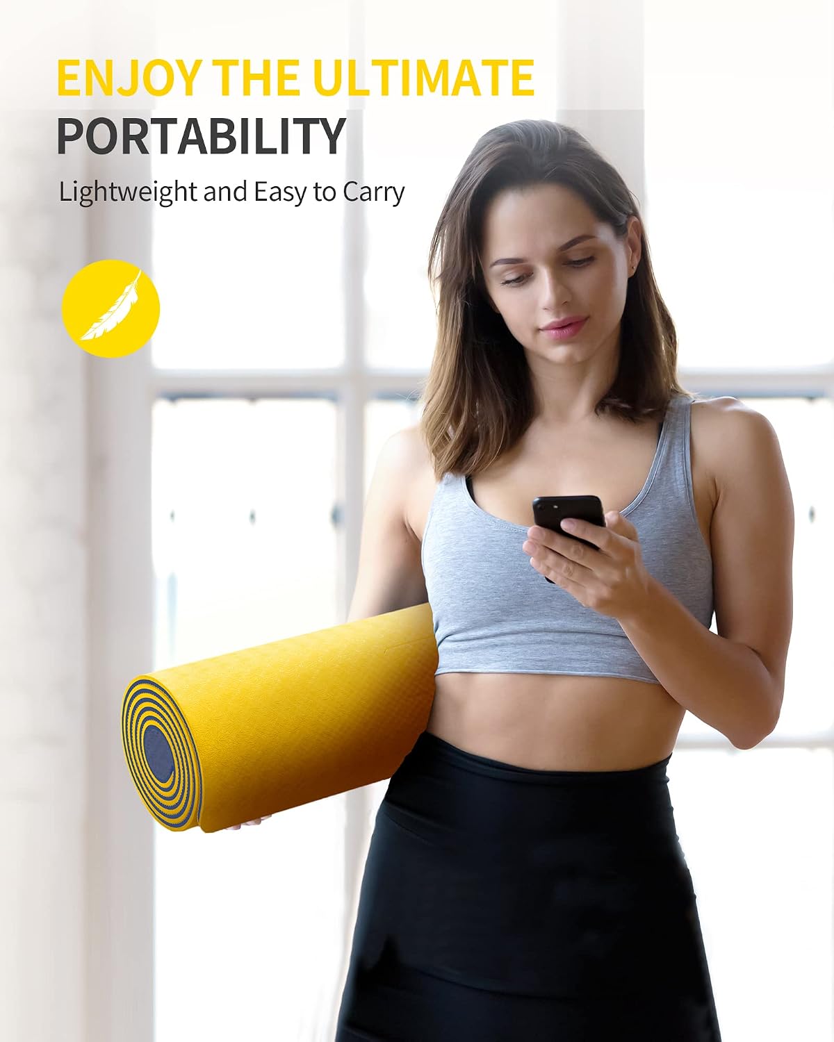 Yoga Mat for Women Men Kids, 1/3 & 1/4 & 2/5 Inch Extra Thick Yoga Mat Non Slip, 72" x 24" TPE Yoga Mats, Workout Mat with Carrying Strap for Yoga, Pilates and Floor Exercises