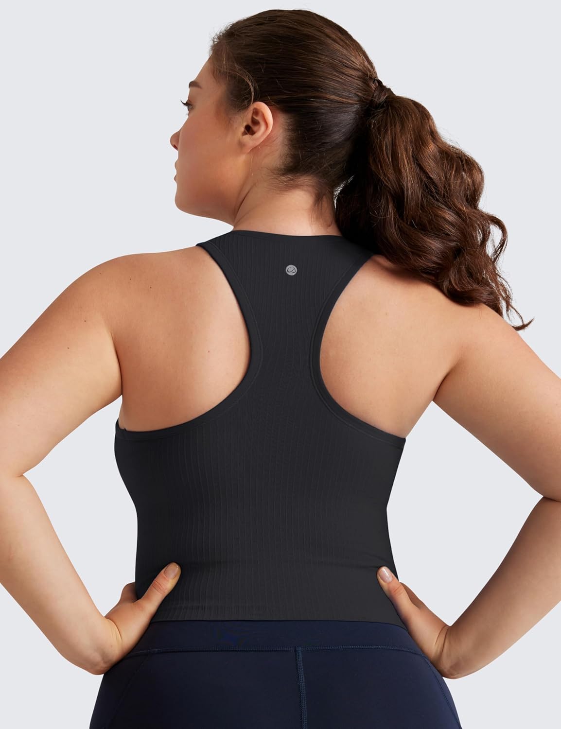 Seamless Rib Racerback Crop Tank | Light Support, Removable Pads, Yoga, Ribbed, Racerback, Longline Sports Bras for Women