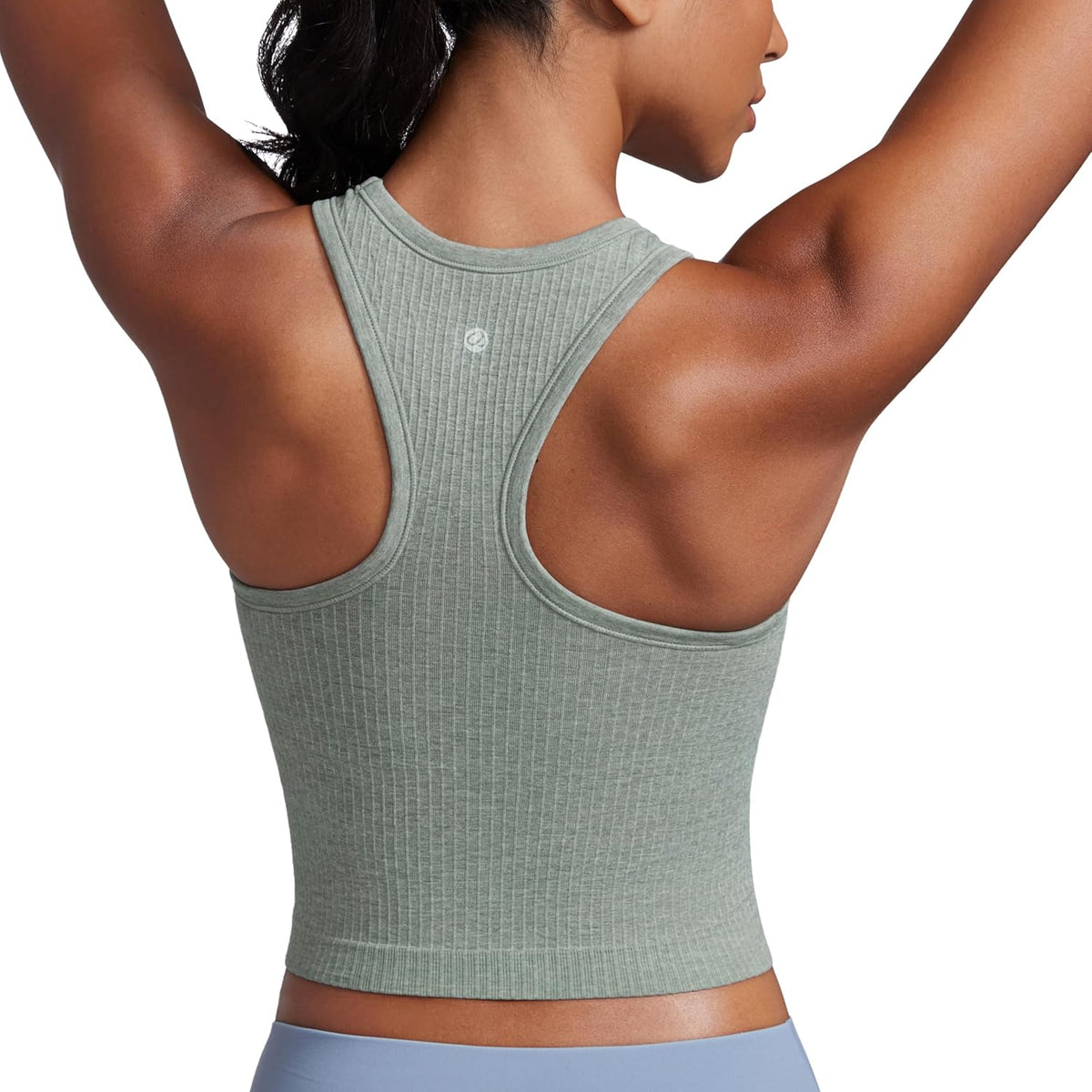 Seamless Rib Racerback Crop Tank | Light Support, Removable Pads, Yoga, Ribbed, Racerback, Longline Sports Bras for Women