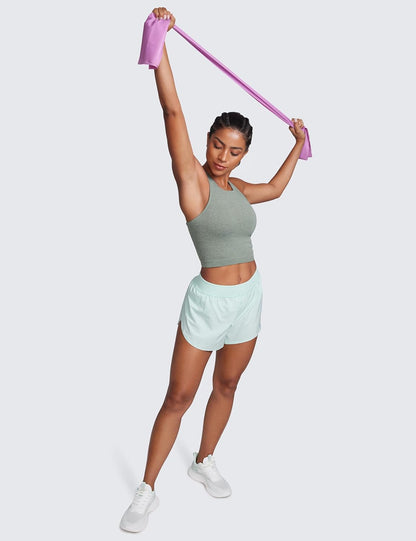 Seamless Rib Racerback Crop Tank | Light Support, Removable Pads, Yoga, Ribbed, Racerback, Longline Sports Bras for Women
