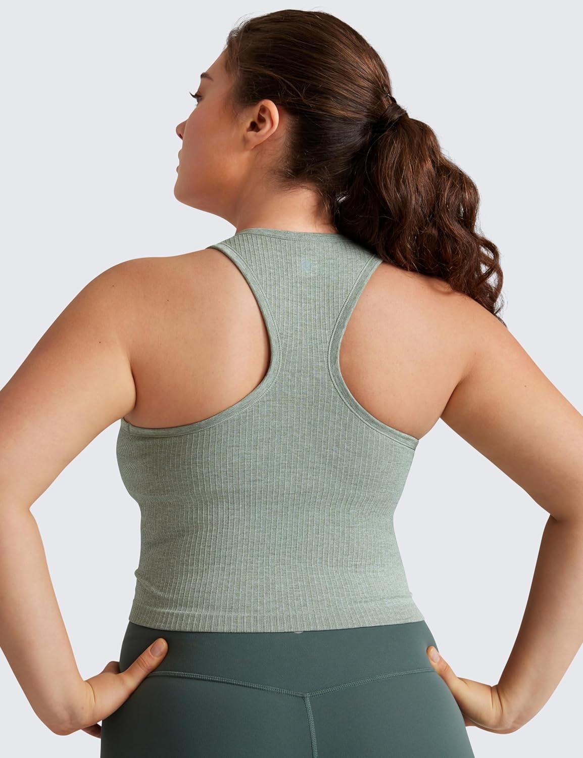Seamless Rib Racerback Crop Tank | Light Support, Removable Pads, Yoga, Ribbed, Racerback, Longline Sports Bras for Women