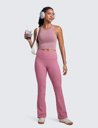 Seamless Rib Racerback Crop Tank | Light Support, Removable Pads, Yoga, Ribbed, Racerback, Longline Sports Bras for Women