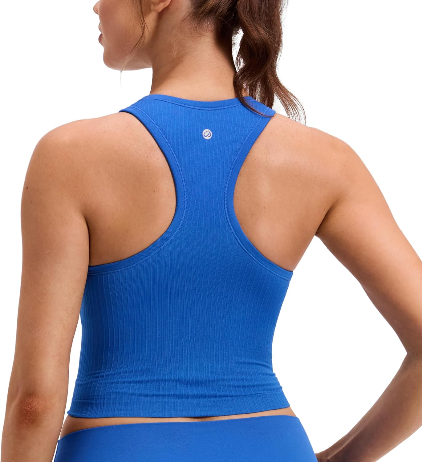 Seamless Rib Racerback Crop Tank | Light Support, Removable Pads, Yoga, Ribbed, Racerback, Longline Sports Bras for Women