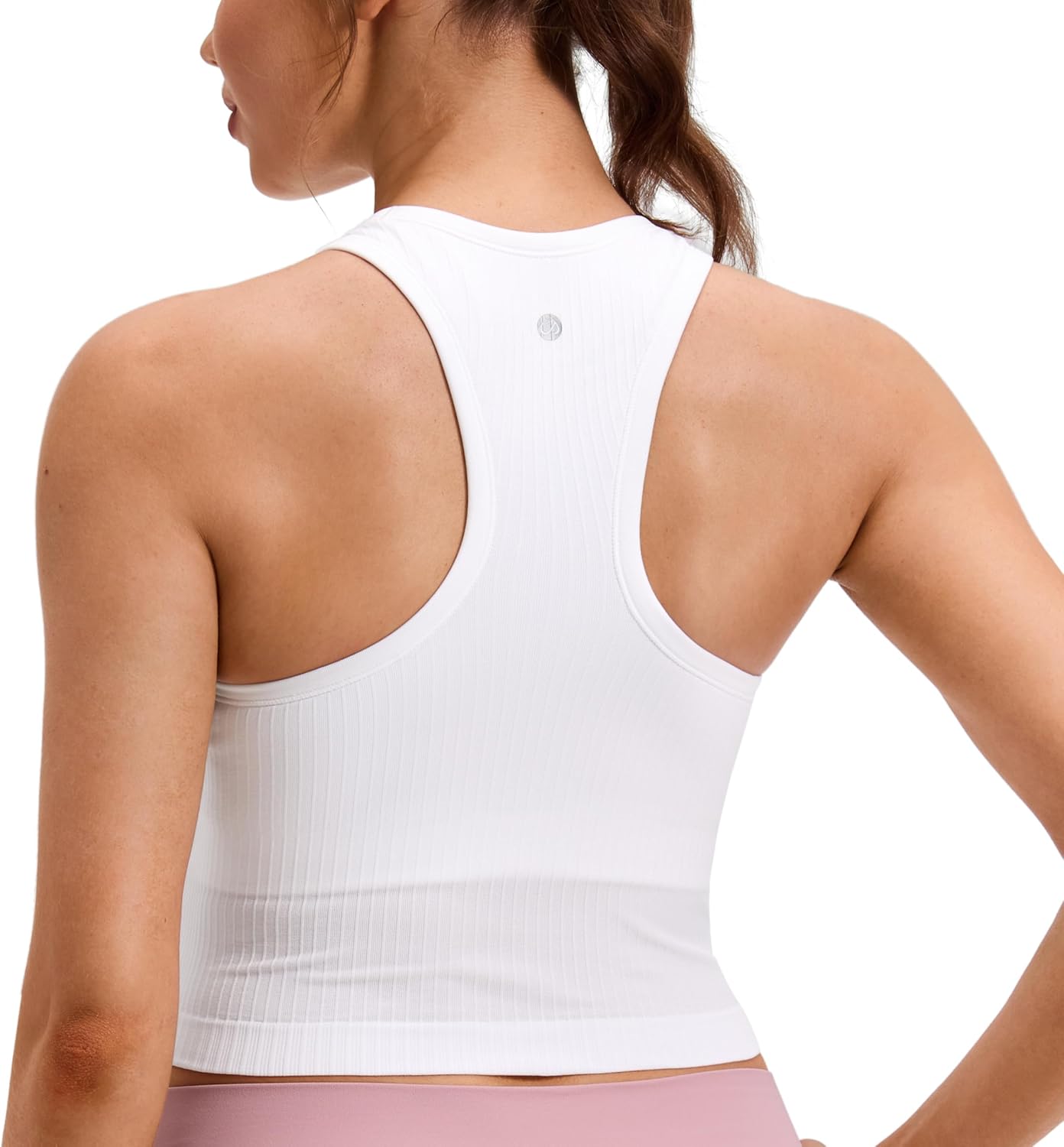 Seamless Rib Racerback Crop Tank | Light Support, Removable Pads, Yoga, Ribbed, Racerback, Longline Sports Bras for Women