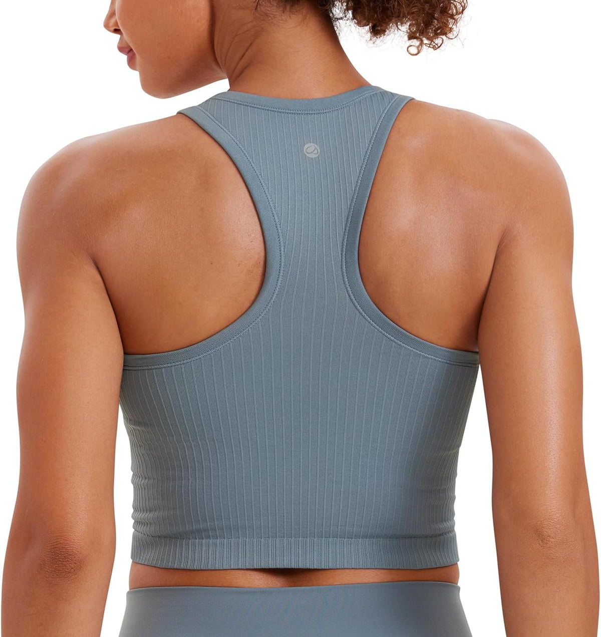 Seamless Rib Racerback Crop Tank | Light Support, Removable Pads, Yoga, Ribbed, Racerback, Longline Sports Bras for Women