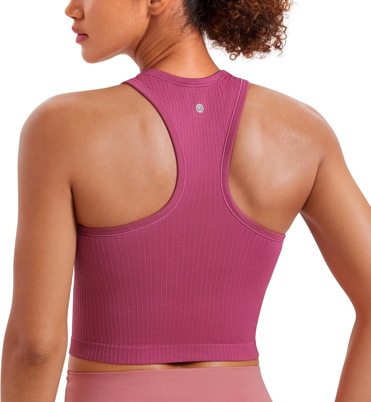 Seamless Rib Racerback Crop Tank | Light Support, Removable Pads, Yoga, Ribbed, Racerback, Longline Sports Bras for Women
