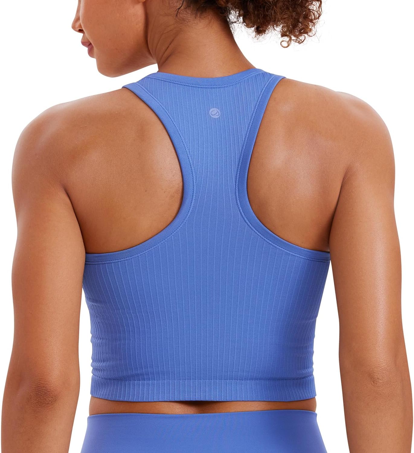 Seamless Rib Racerback Crop Tank | Light Support, Removable Pads, Yoga, Ribbed, Racerback, Longline Sports Bras for Women