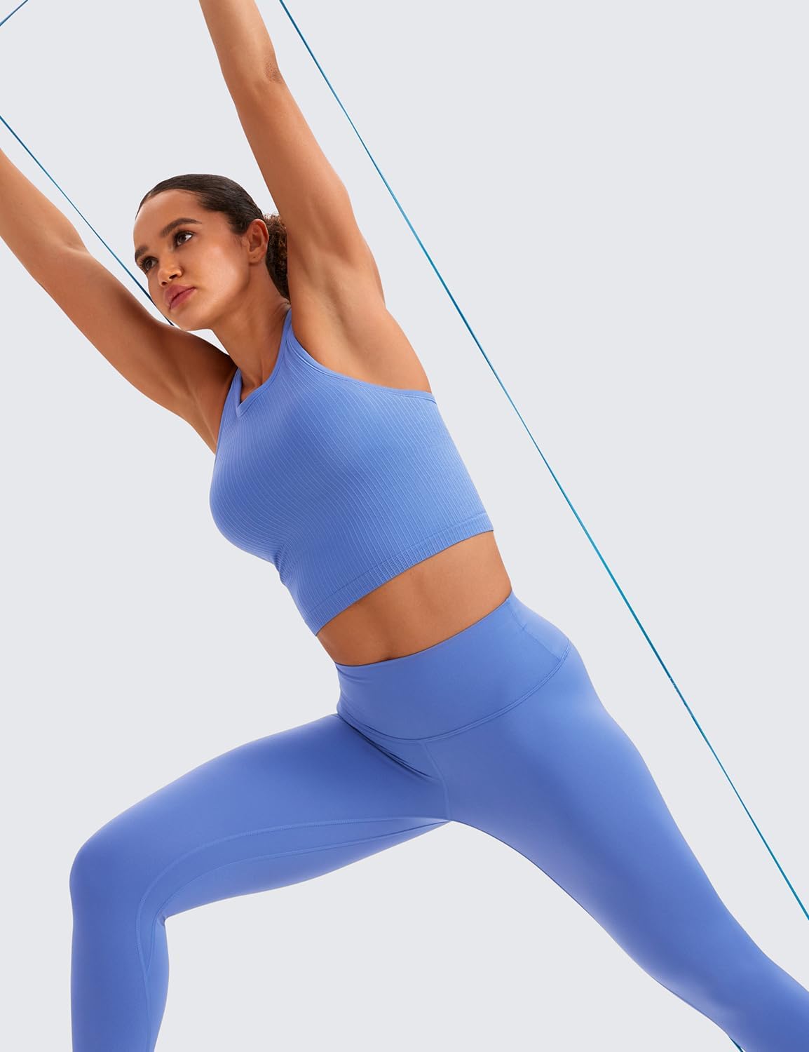 Seamless Rib Racerback Crop Tank | Light Support, Removable Pads, Yoga, Ribbed, Racerback, Longline Sports Bras for Women