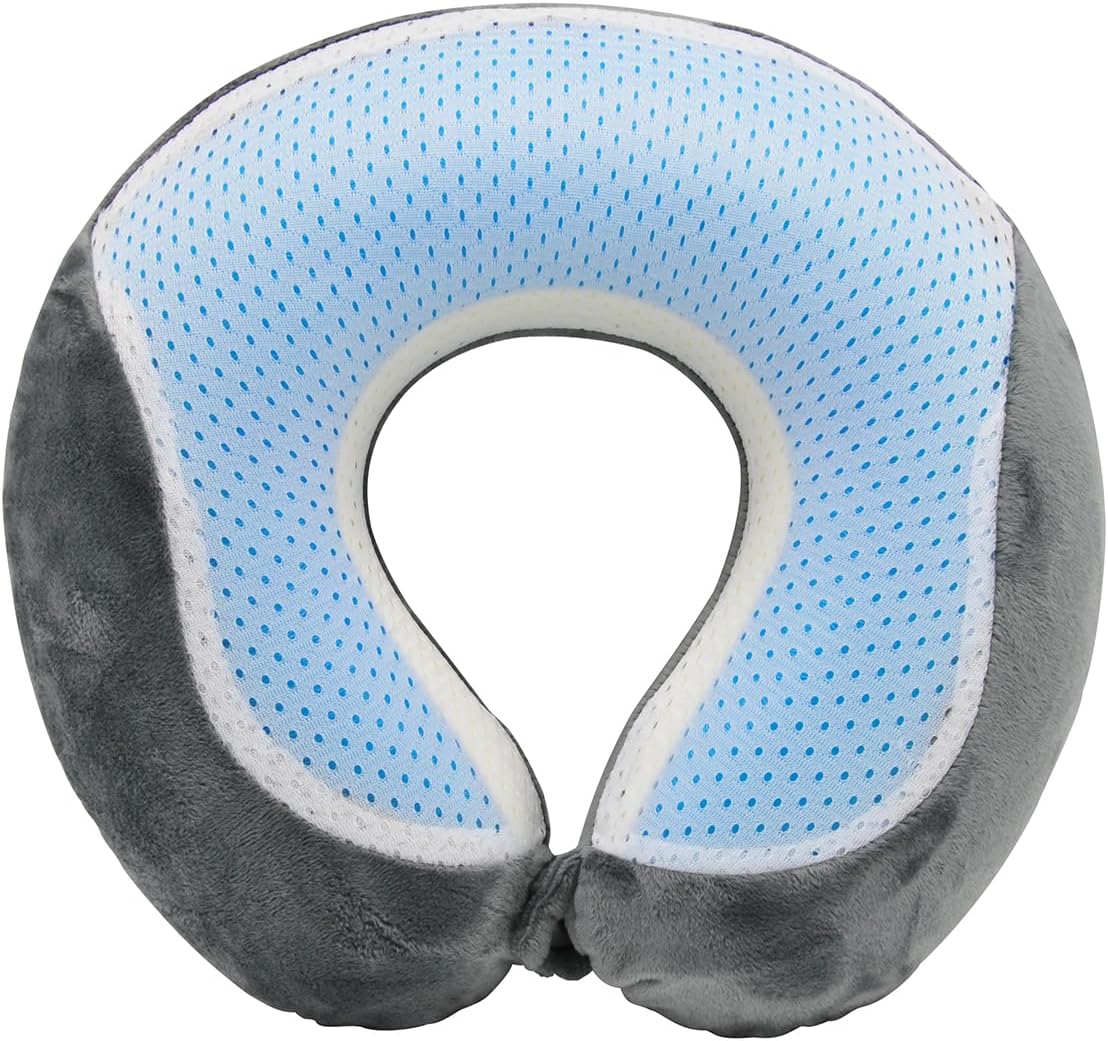 Gel Neck Pillow BCO6878GEL Cooling Gel Travel Pillow for Airplane Memory Foam Cool Neck Support and Relief - Assorted