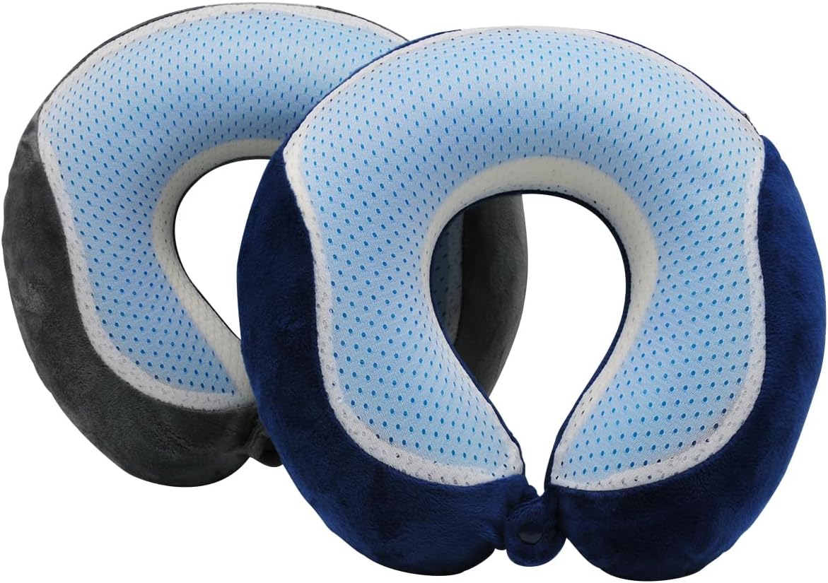 Gel Neck Pillow BCO6878GEL Cooling Gel Travel Pillow for Airplane Memory Foam Cool Neck Support and Relief - Assorted