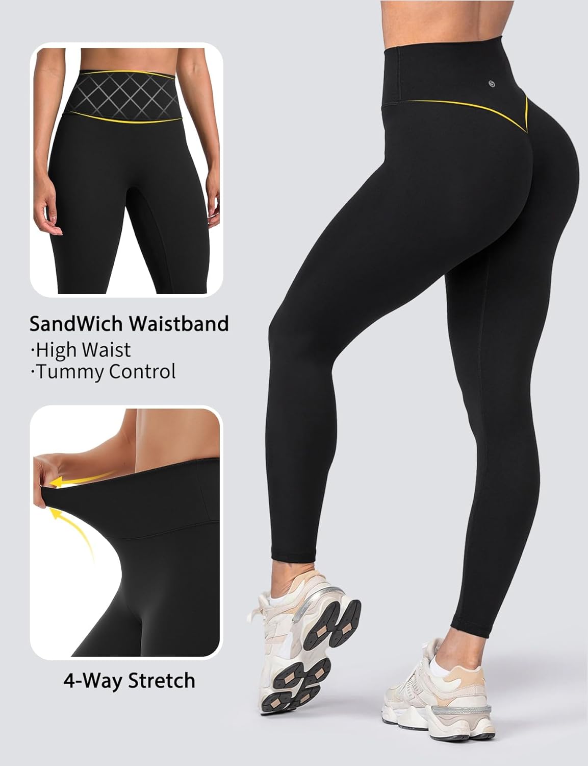 Yoga Leggings for Women Hidden Scrunch Butt Non See Through High Waisted No Front Seam Athletic Gym Workout Pants