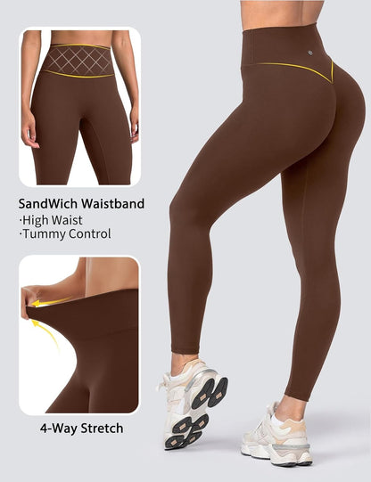 Yoga Leggings for Women Hidden Scrunch Butt Non See Through High Waisted No Front Seam Athletic Gym Workout Pants
