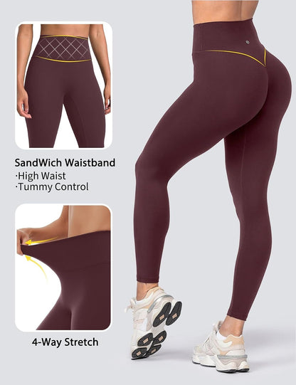 Yoga Leggings for Women Hidden Scrunch Butt Non See Through High Waisted No Front Seam Athletic Gym Workout Pants