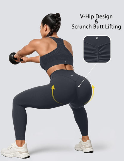 Yoga Leggings for Women Hidden Scrunch Butt Non See Through High Waisted No Front Seam Athletic Gym Workout Pants