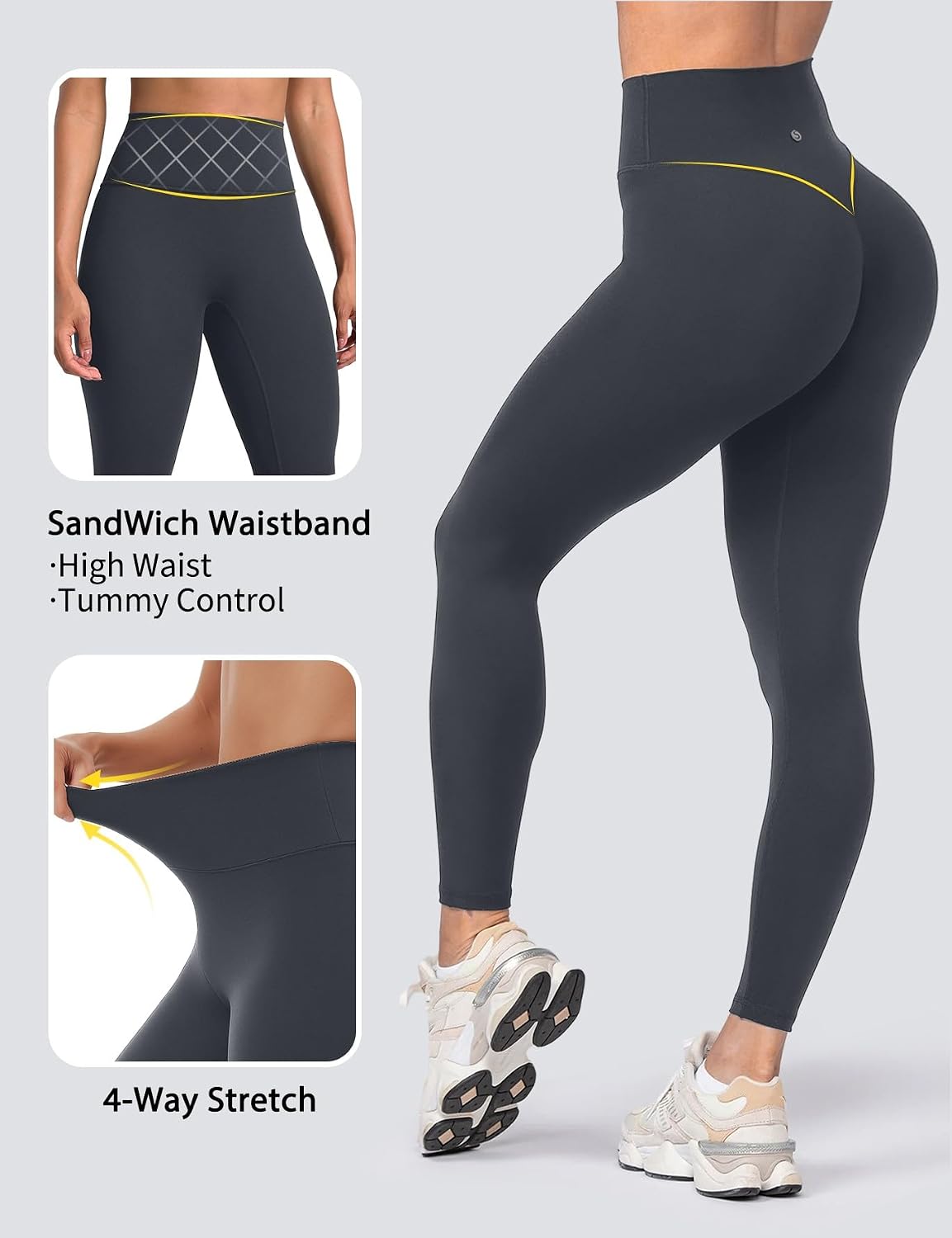 Yoga Leggings for Women Hidden Scrunch Butt Non See Through High Waisted No Front Seam Athletic Gym Workout Pants