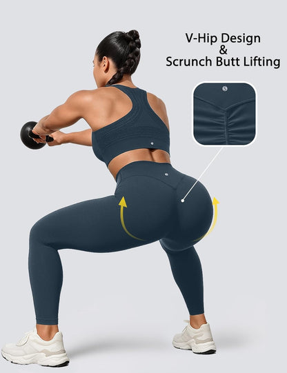 Yoga Leggings for Women Hidden Scrunch Butt Non See Through High Waisted No Front Seam Athletic Gym Workout Pants
