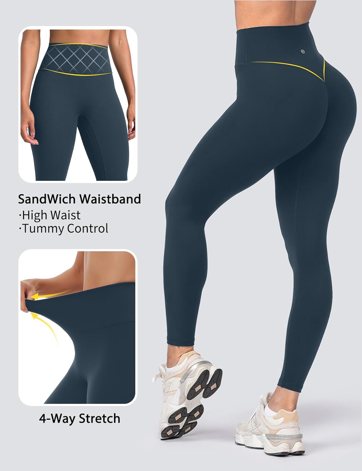 Yoga Leggings for Women Hidden Scrunch Butt Non See Through High Waisted No Front Seam Athletic Gym Workout Pants