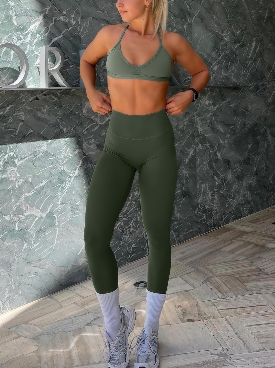 Yoga Leggings for Women Hidden Scrunch Butt Non See Through High Waisted No Front Seam Athletic Gym Workout Pants