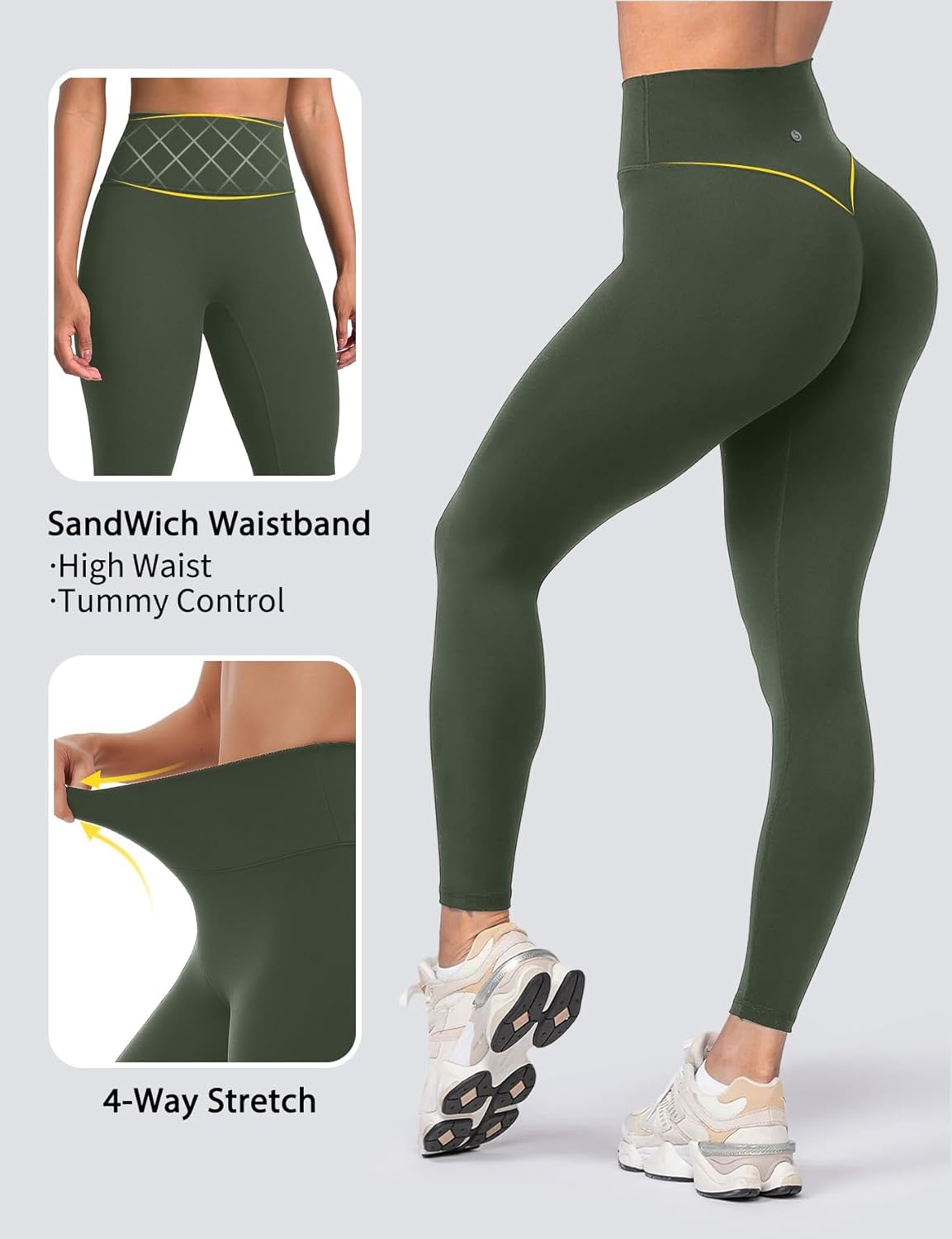 Yoga Leggings for Women Hidden Scrunch Butt Non See Through High Waisted No Front Seam Athletic Gym Workout Pants