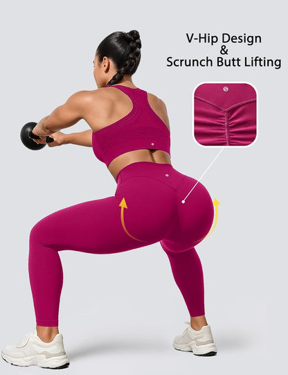 Yoga Leggings for Women Hidden Scrunch Butt Non See Through High Waisted No Front Seam Athletic Gym Workout Pants