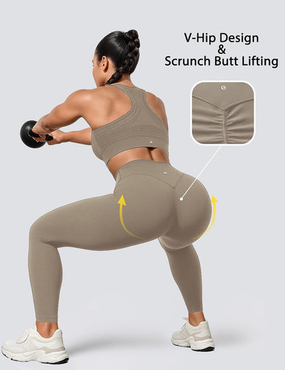Yoga Leggings for Women Hidden Scrunch Butt Non See Through High Waisted No Front Seam Athletic Gym Workout Pants