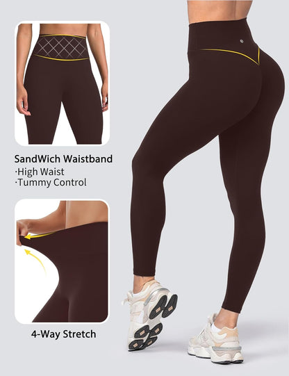 Yoga Leggings for Women Hidden Scrunch Butt Non See Through High Waisted No Front Seam Athletic Gym Workout Pants
