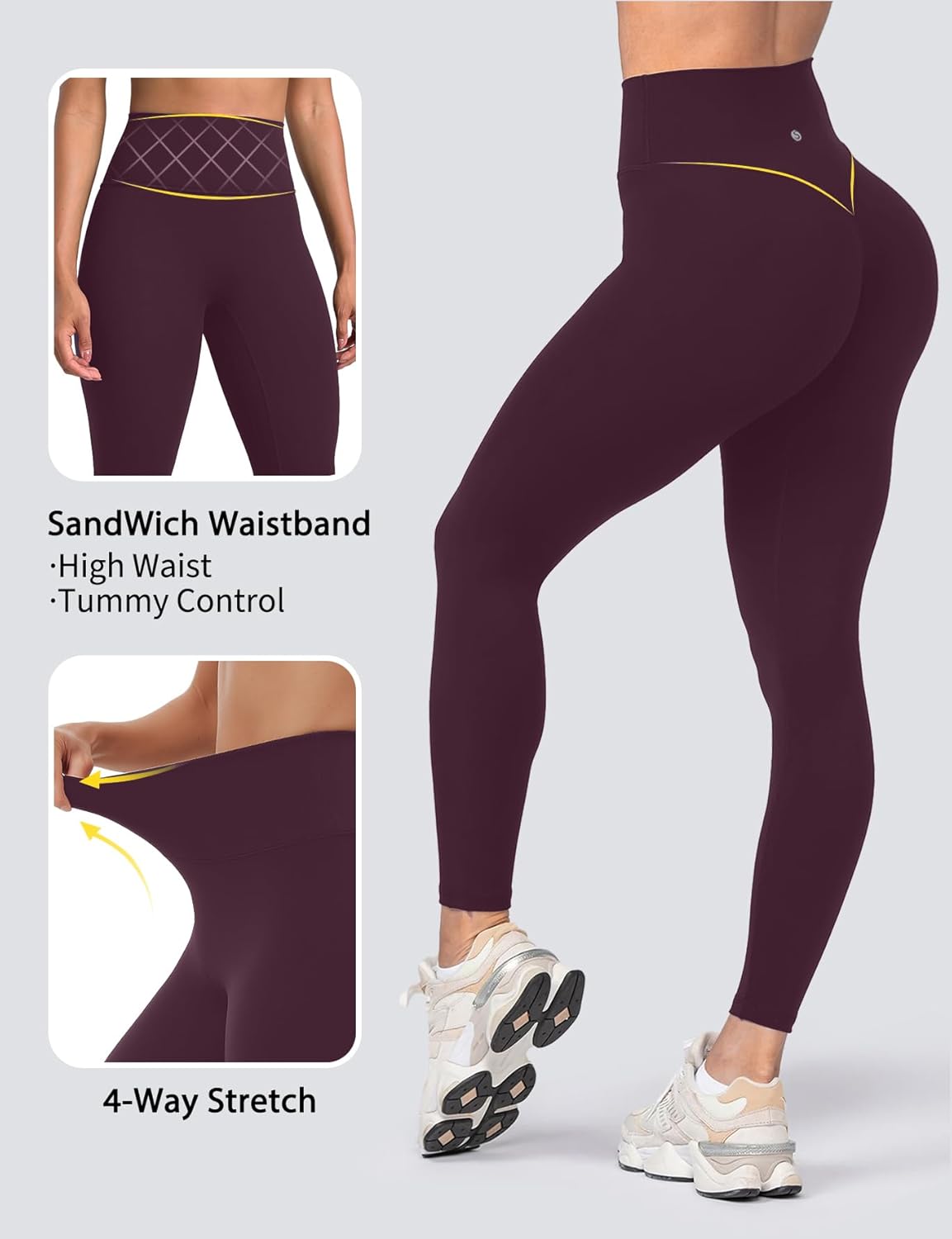 Yoga Leggings for Women Hidden Scrunch Butt Non See Through High Waisted No Front Seam Athletic Gym Workout Pants