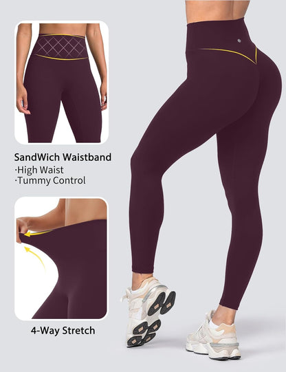 Yoga Leggings for Women Hidden Scrunch Butt Non See Through High Waisted No Front Seam Athletic Gym Workout Pants