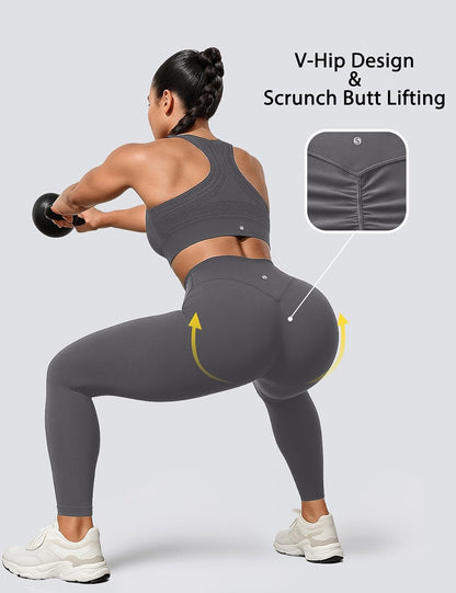 Yoga Leggings for Women Hidden Scrunch Butt Non See Through High Waisted No Front Seam Athletic Gym Workout Pants
