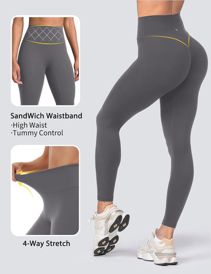 Yoga Leggings for Women Hidden Scrunch Butt Non See Through High Waisted No Front Seam Athletic Gym Workout Pants