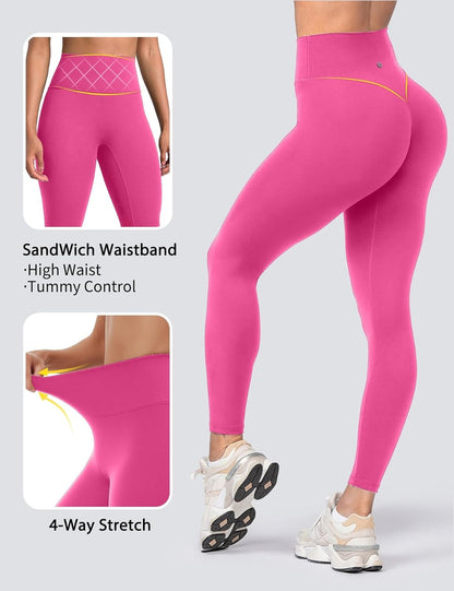 Yoga Leggings for Women Hidden Scrunch Butt Non See Through High Waisted No Front Seam Athletic Gym Workout Pants