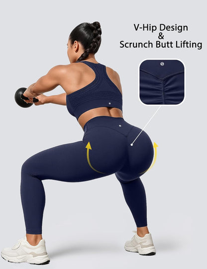 Yoga Leggings for Women Hidden Scrunch Butt Non See Through High Waisted No Front Seam Athletic Gym Workout Pants