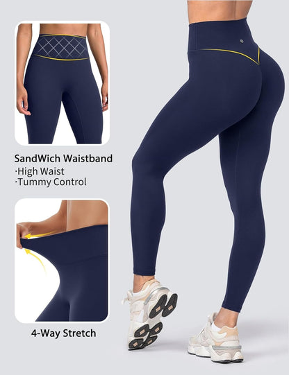 Yoga Leggings for Women Hidden Scrunch Butt Non See Through High Waisted No Front Seam Athletic Gym Workout Pants