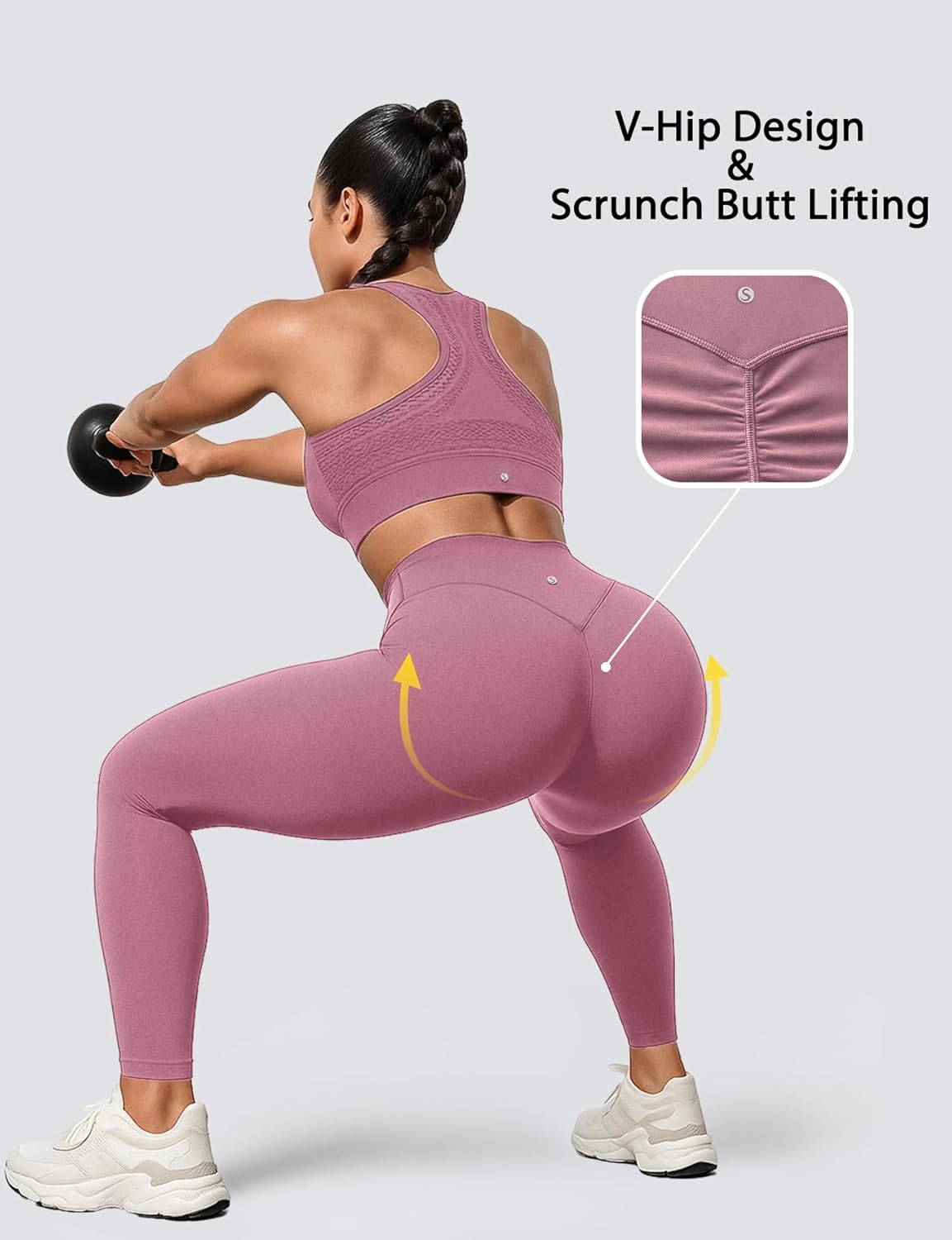 Yoga Leggings for Women Hidden Scrunch Butt Non See Through High Waisted No Front Seam Athletic Gym Workout Pants