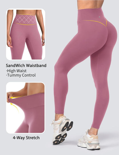 Yoga Leggings for Women Hidden Scrunch Butt Non See Through High Waisted No Front Seam Athletic Gym Workout Pants