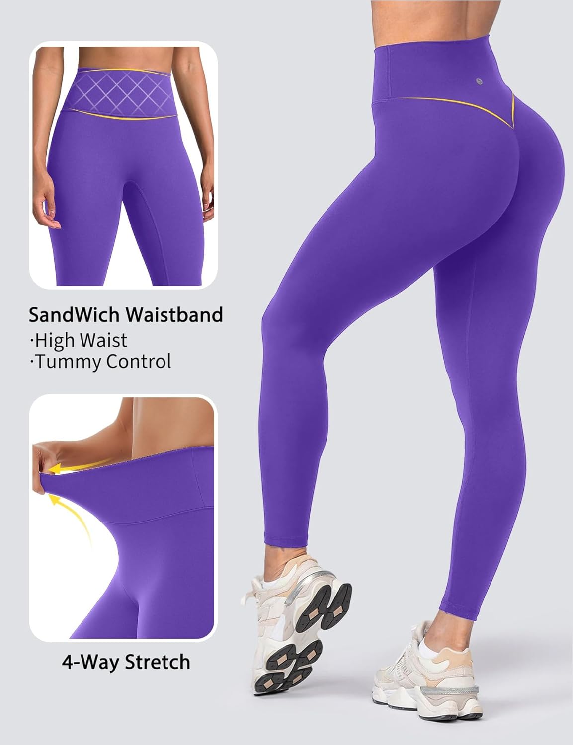 Yoga Leggings for Women Hidden Scrunch Butt Non See Through High Waisted No Front Seam Athletic Gym Workout Pants