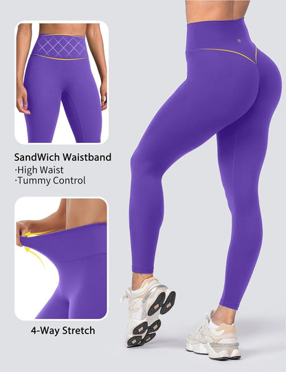 Yoga Leggings for Women Hidden Scrunch Butt Non See Through High Waisted No Front Seam Athletic Gym Workout Pants