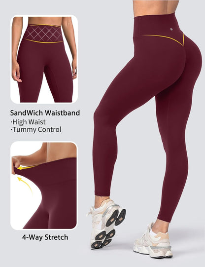 Yoga Leggings for Women Hidden Scrunch Butt Non See Through High Waisted No Front Seam Athletic Gym Workout Pants