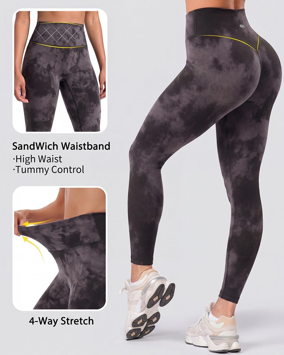 Yoga Leggings for Women Hidden Scrunch Butt Non See Through High Waisted No Front Seam Athletic Gym Workout Pants
