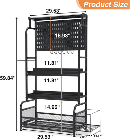56'' Taller Home Gym Storage Organizer, Red Modern Alloy Steel Workout Equipment Storage Rack with Wheels and Hooks